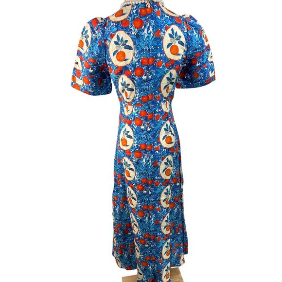 Hunter Bell Casey Dress in Orange Grove blue linen blend midi sheath Size 0 - Picture 10 of 16